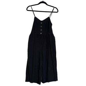 J for Justify Black Linen Cropped Cami Button Summer Romper